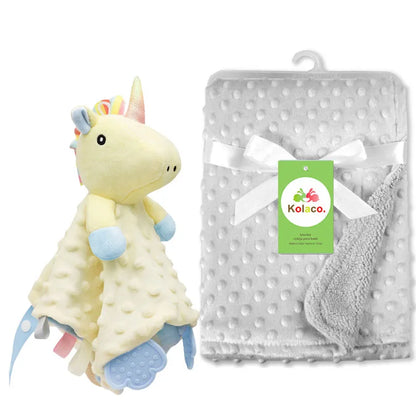 Set Manta Personalizada Muñeco Seguridad Bebé - Manta Nombre Animal Cochecito Regalo 2 Piezas - Huellitas de Vida