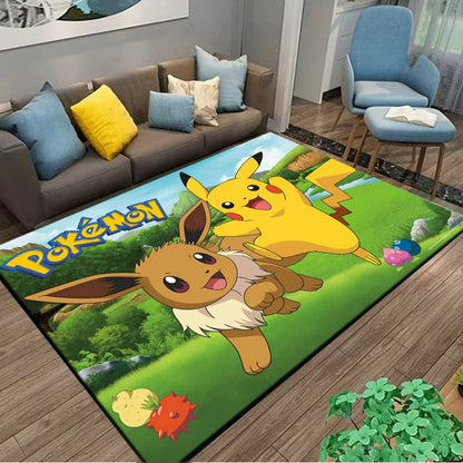 Alfombra Pikachu Pokémon 120x160cm - Tapete Antideslizante Habitación Niños Sala Juegos Anime - Huellitas de Vida