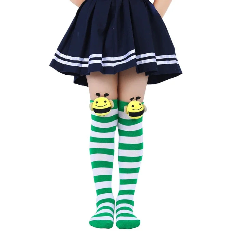 Calcetines Halloween Niña - Medias Altas Rayadas Disfraz Abeja 7-12 Años - Huellitas de Vida