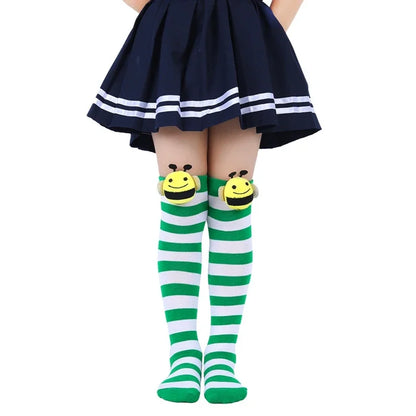 Calcetines Halloween Niña - Medias Altas Rayadas Disfraz Abeja 7-12 Años - Huellitas de Vida