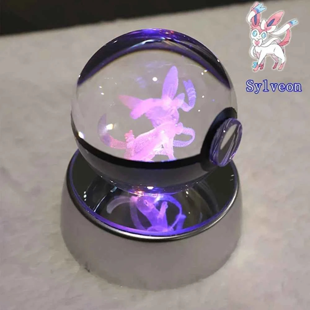 Bola Cristal 3D Pokémon Umbreon con Lámpara - Figura Cristal Pokeball Regalo Niños