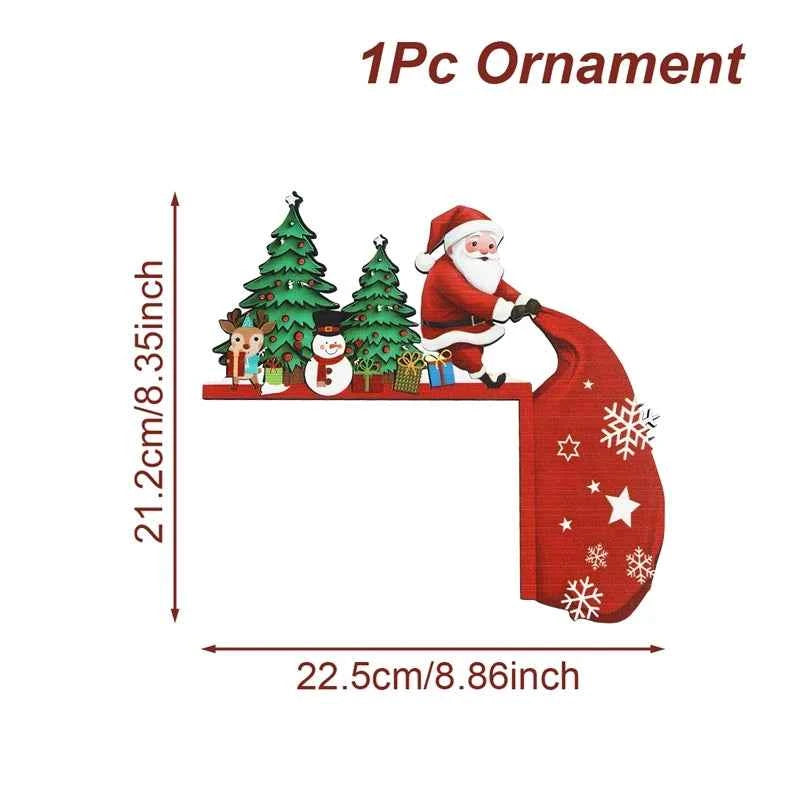 Adorno Navidad Madera Papá Noel Muñeco Nieve - Decoración Árbol 2025 Año Nuevo 2026