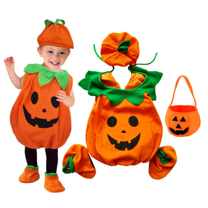 Disfraz Calabaza Niños Halloween - Costume Cosplay con Gorro Fiesta Infantil - Huellitas de Vida