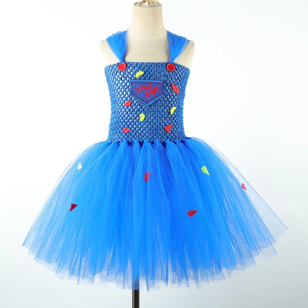 Disfraz Chucky Niña Halloween - Vestido Tutú Muñeca Terror Conjunto Completo - Huellitas de Vida