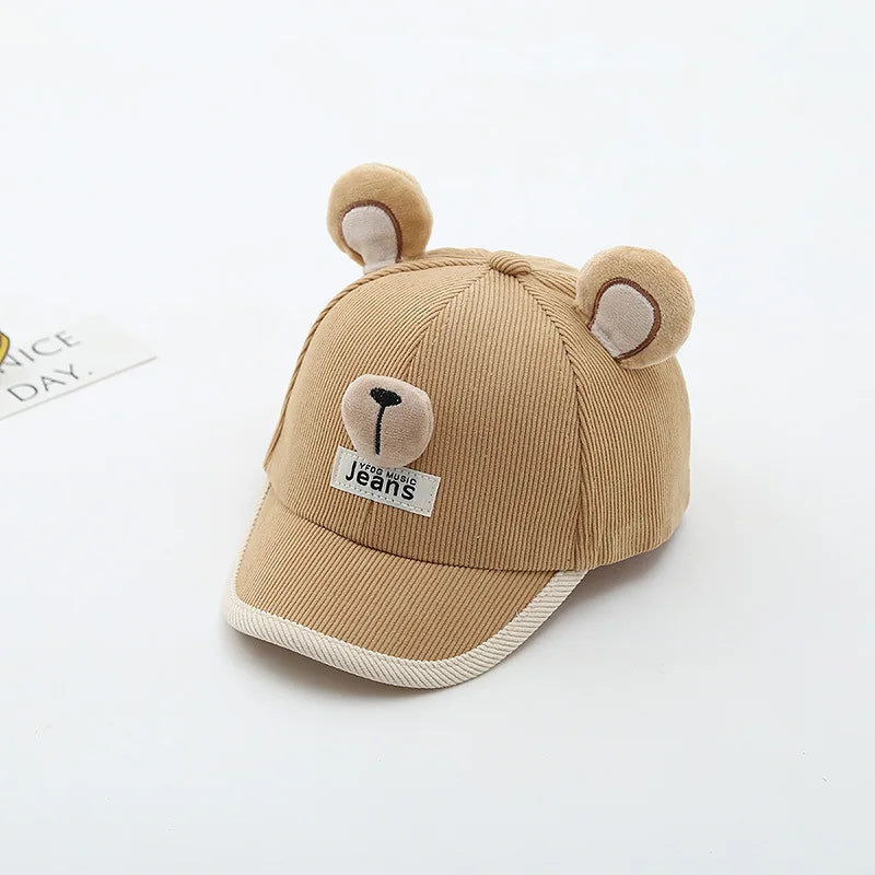 Gorra Bebé Orejas Oso - Gorro Baseball Algodón Primavera Protección Solar - Huellitas de Vida