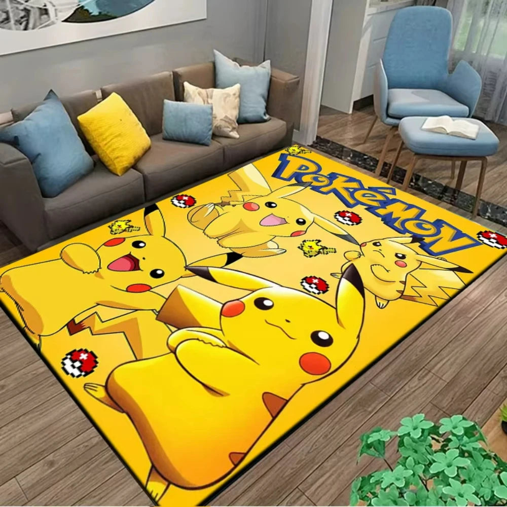 Alfombra Pikachu Pokémon 120x160cm - Tapete Antideslizante Habitación Niños Sala Juegos Anime - Huellitas de Vida