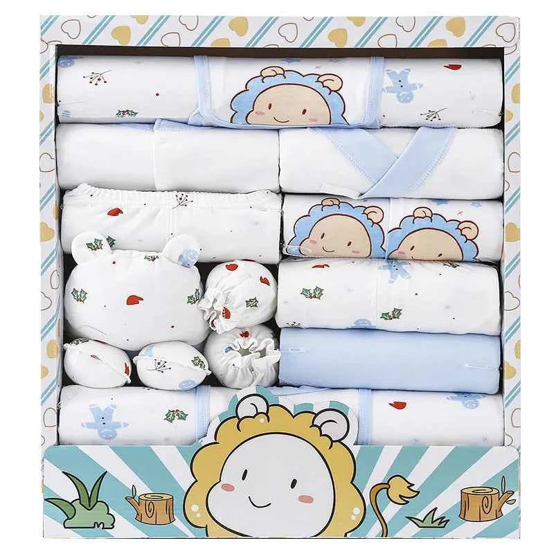 Gift box 18piece/lot Newborn Baby Clothes For Girls Boys Sets 100% Cotton Infant Spring Autumn Soft Boy Clothing New born Hat