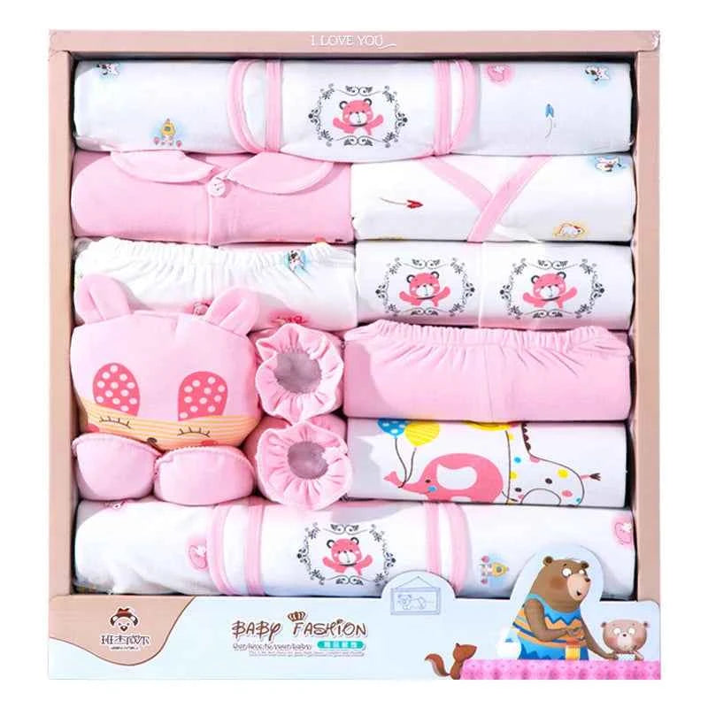 Gift box 18piece/lot Newborn Baby Clothes For Girls Boys Sets 100% Cotton Infant Spring Autumn Soft Boy Clothing New born Hat