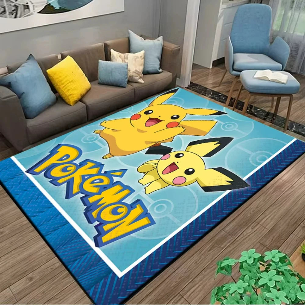 Alfombra Pikachu Pokémon 120x160cm - Tapete Antideslizante Habitación Niños Sala Juegos Anime - Huellitas de Vida