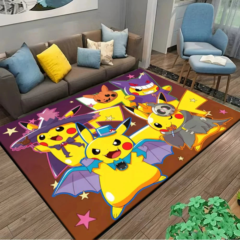 Alfombra Pikachu Pokémon 120x160cm - Tapete Antideslizante Habitación Niños Sala Juegos Anime - Huellitas de Vida