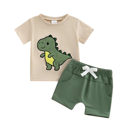 Conjunto Bebé Niño Dinosaurios - Camiseta y Pantalón Verano 2 Piezas