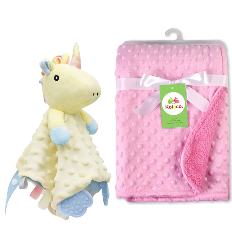 Set Manta Personalizada Muñeco Seguridad Bebé - Manta Nombre Animal Cochecito Regalo 2 Piezas - Huellitas de Vida