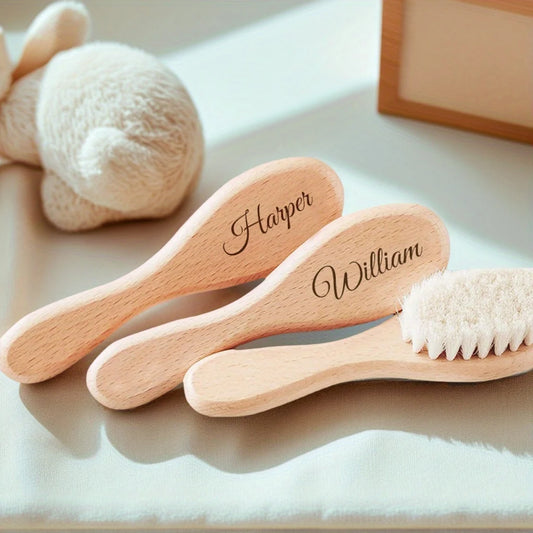 Cepillo Personalizado Bebé Grabado - Cepillo Pelo Recién Nacido Regalo Baby Shower Recuerdo - Huellitas de Vida