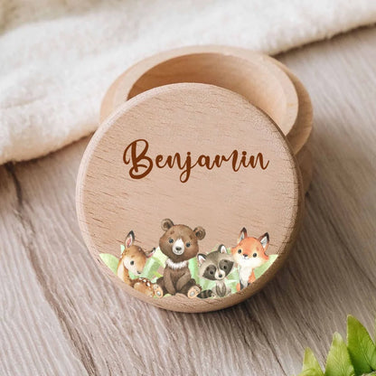 Caja Personalizada Dientes Bebé Madera - Caja Keepsake Ratoncito Pérez Recuerdo Personalizable - Huellitas de Vida
