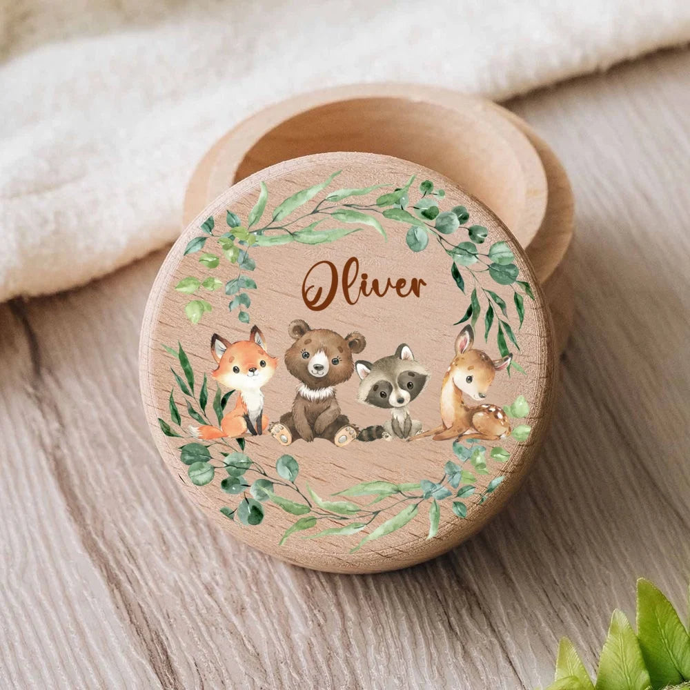 Caja Personalizada Dientes Bebé Madera - Caja Keepsake Ratoncito Pérez Recuerdo Personalizable - Huellitas de Vida