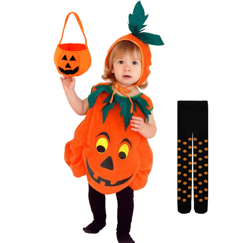 Disfraz Calabaza Niños Halloween - Costume Cosplay con Gorro Fiesta Infantil - Huellitas de Vida