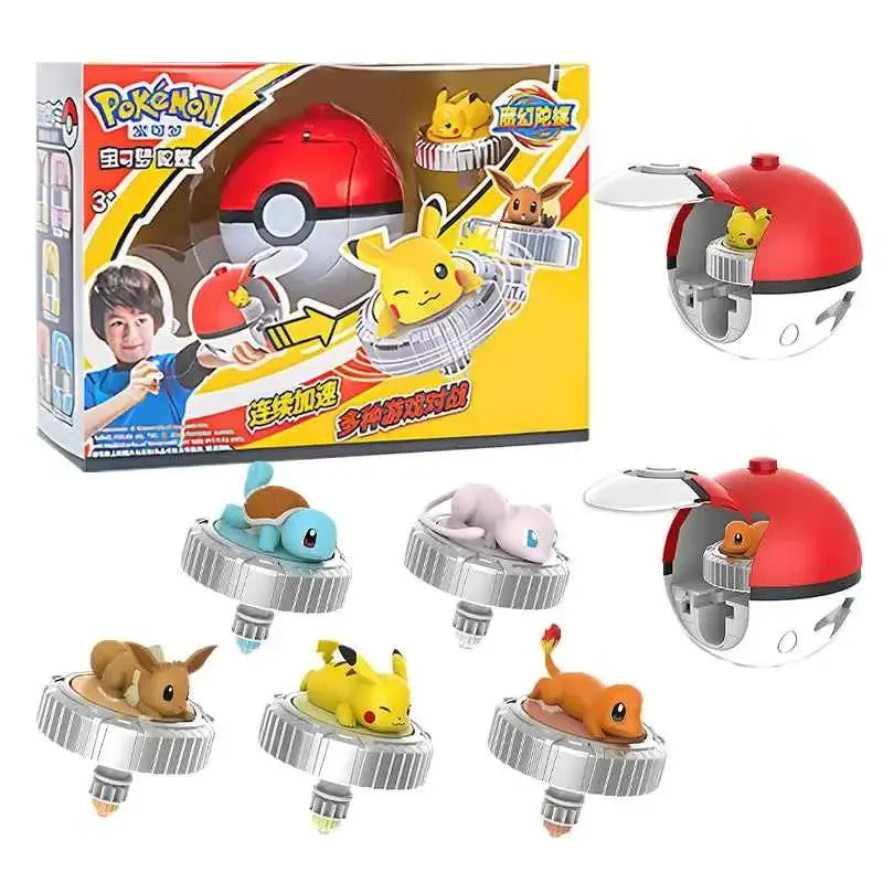 Pokemon spinning top ball toy action figure original Pikachu Charmander Squirtle Mew Eevee box gyro spin battle game poke child