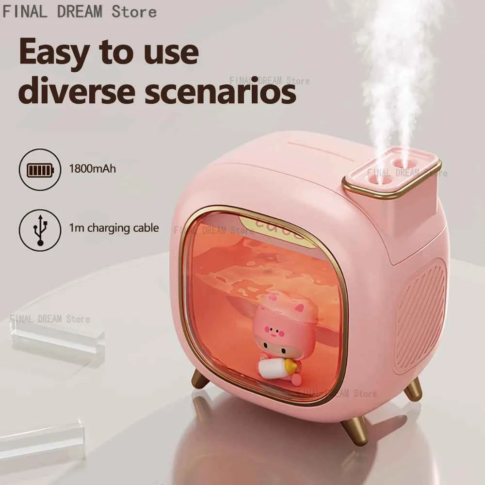 Humidificador Ultrasónico Bebé 500ml Muñeco Dibujos - Difusor Aromas Luz Nocturna USB