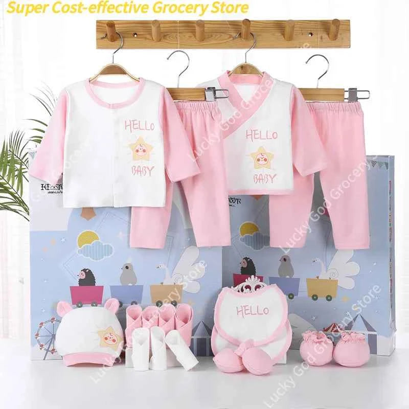 Gift box 18piece/lot Newborn Baby Clothes For Girls Boys Sets 100% Cotton Infant Spring Autumn Soft Boy Clothing New born Hat