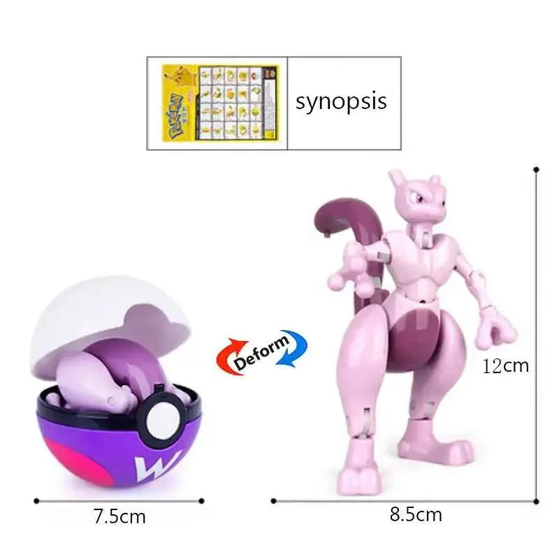 Figura Pokémon Transformable Pokeball - Pikachu Mewtwo Gyarados Deformación Niños