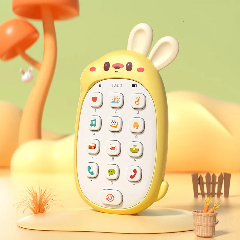 Teléfono de Juguete Conejo para Bebé - Musical Mordible Multifuncional - Huellitas de Vida