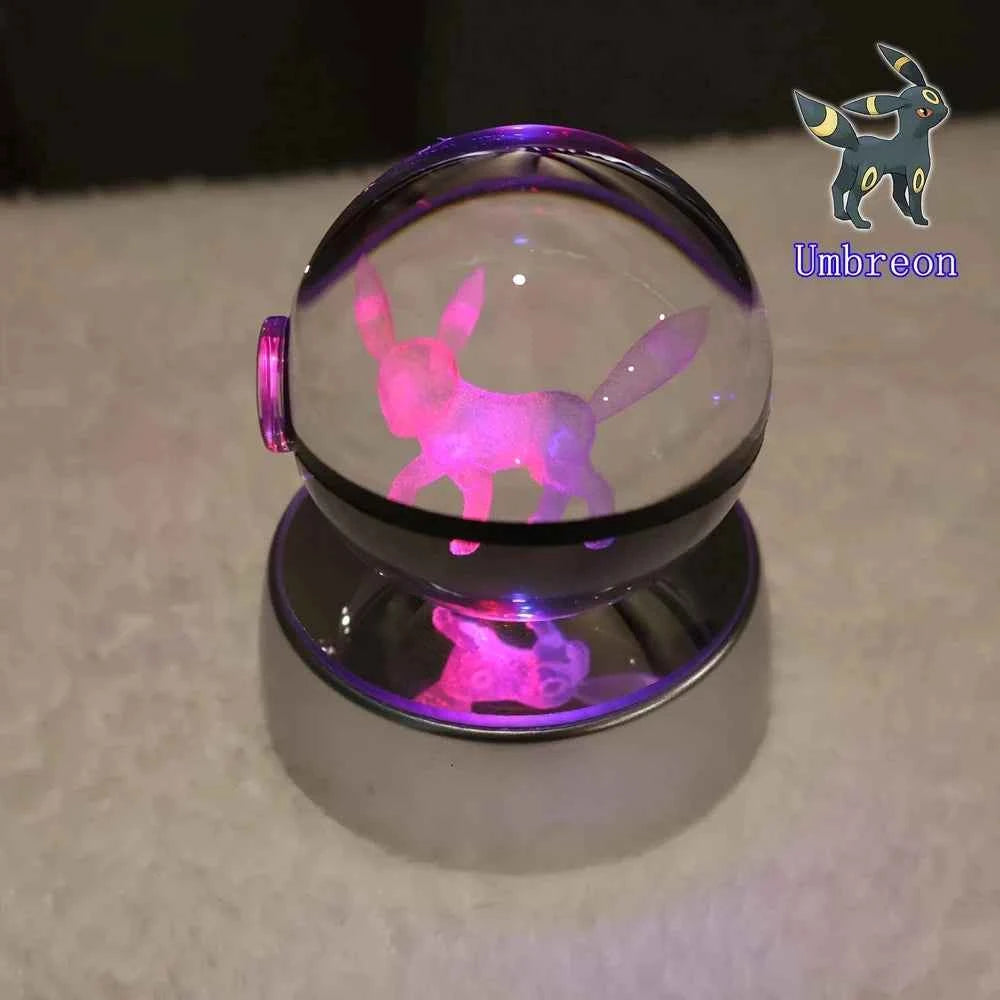 Bola Cristal 3D Pokémon Umbreon con Lámpara - Figura Cristal Pokeball Regalo Niños