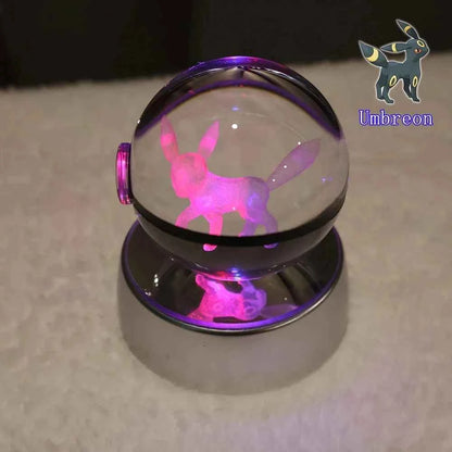 Bola Cristal 3D Pokémon Umbreon con Lámpara - Figura Cristal Pokeball Regalo Niños