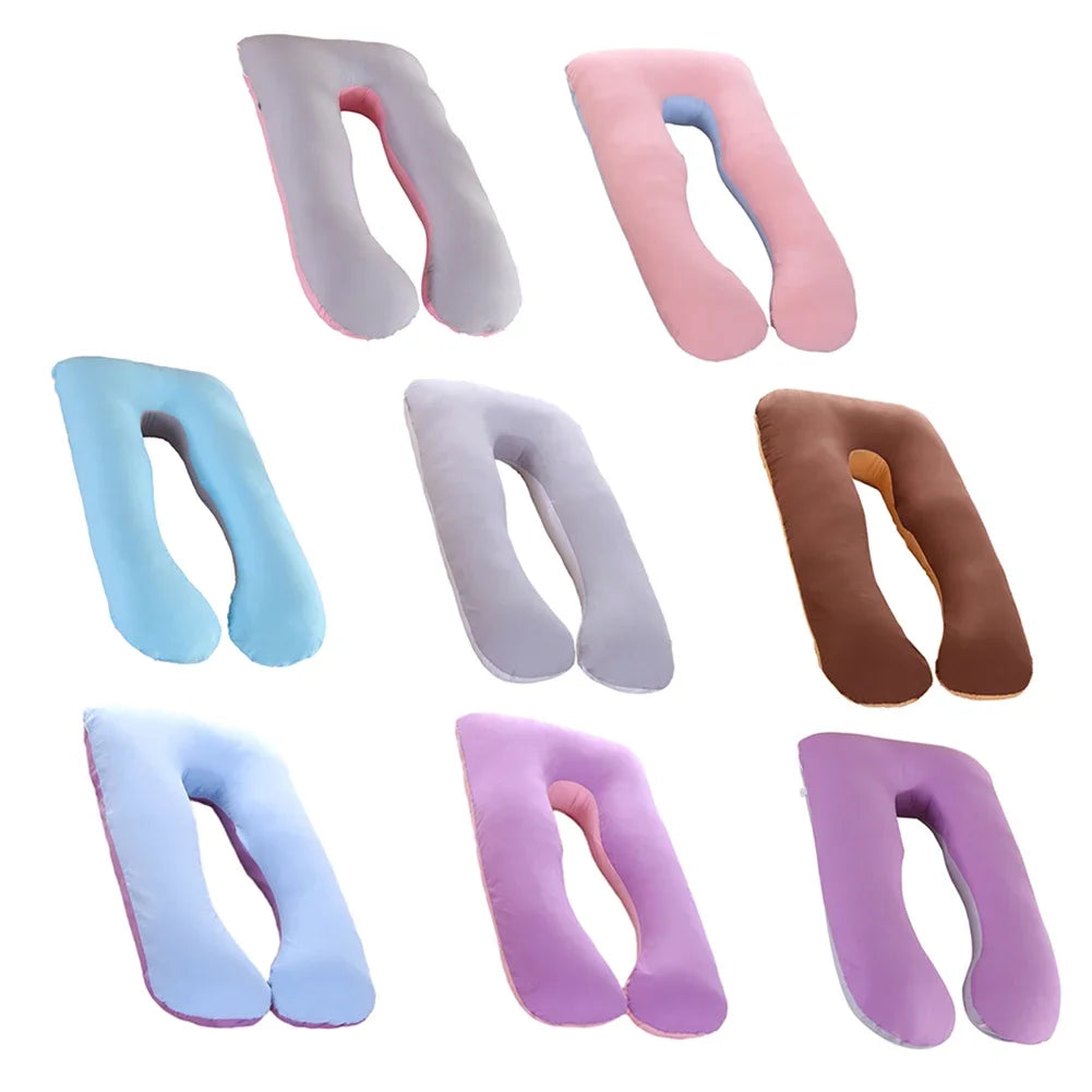 Funda Almohada Embarazo Algodón Puro - Cojín Maternidad Forma U Multifuncional - Huellitas de Vida