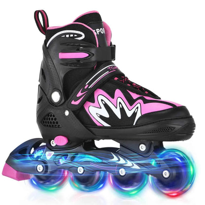 Roller Blades Kids Adjustable Roller Skates with Light-Up Wheels Secure Triple Closure System for Girls Boys Toddler Smooth