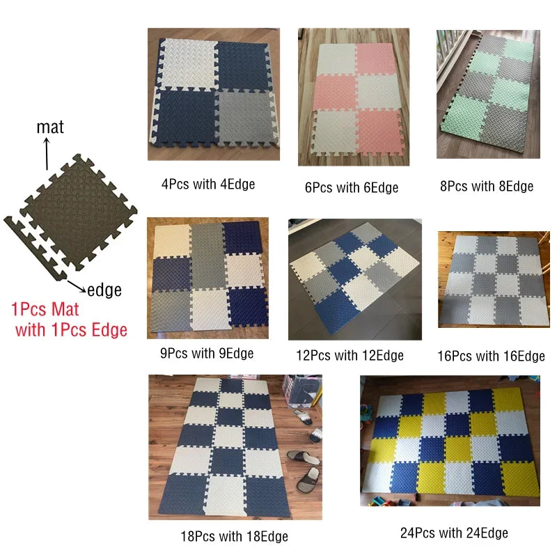 Alfombra Puzzle Foam Bebé 16pcs - Tapete Juegos Suave Entrelazado 30x30cm Área Segura - Huellitas de Vida