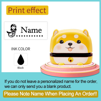 Set Sellos Personalizados Bebé Nombre - Sello Tinta Impermeable Colegio Guardería Amarillo - Huellitas de Vida
