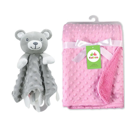 Set Manta Personalizada Muñeco Seguridad Bebé - Manta Nombre Animal Cochecito Regalo 2 Piezas - Huellitas de Vida