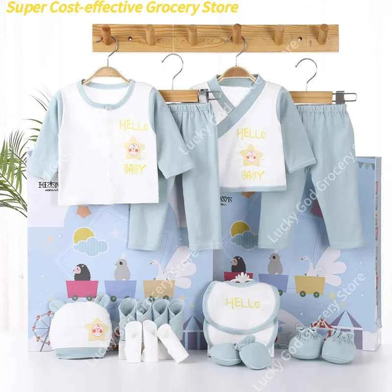 Gift box 18piece/lot Newborn Baby Clothes For Girls Boys Sets 100% Cotton Infant Spring Autumn Soft Boy Clothing New born Hat