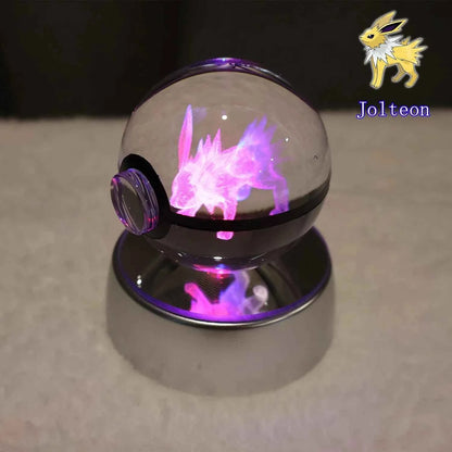 Bola Cristal 3D Pokémon Umbreon con Lámpara - Figura Cristal Pokeball Regalo Niños