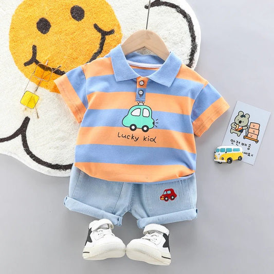 Conjunto Polo y Shorts de Mezclilla para Niño - Elegante Set Verano 2 Piezas - Huellitas de Vida