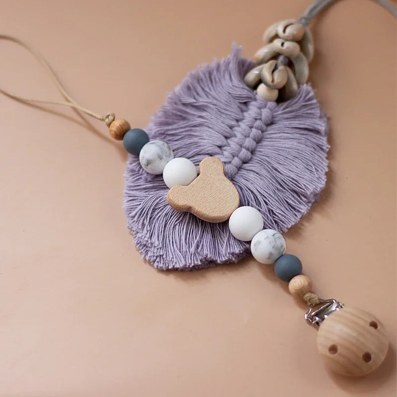 Cadena Chupete Personalizada Madera - Cadena Silicona Nombre Bebé Mordedor Recién Nacido Regalo - Huellitas de Vida