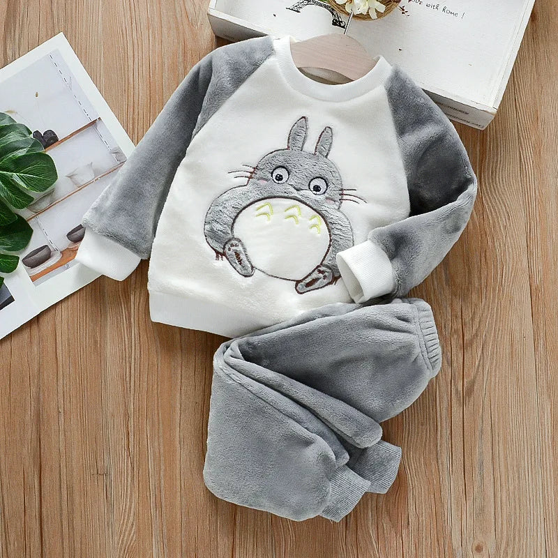 Pijama Franela Bebé Conjunto - Terciopelo Coral Cálido Dibujos Animados 2 Piezas - Huellitas de Vida