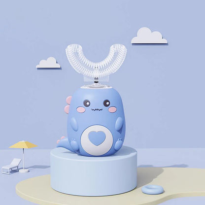 Cepillo Eléctrico Forma U Niños 360° - Cepillo Dientes Automático Recargable Silicona Rosa - Huellitas de Vida