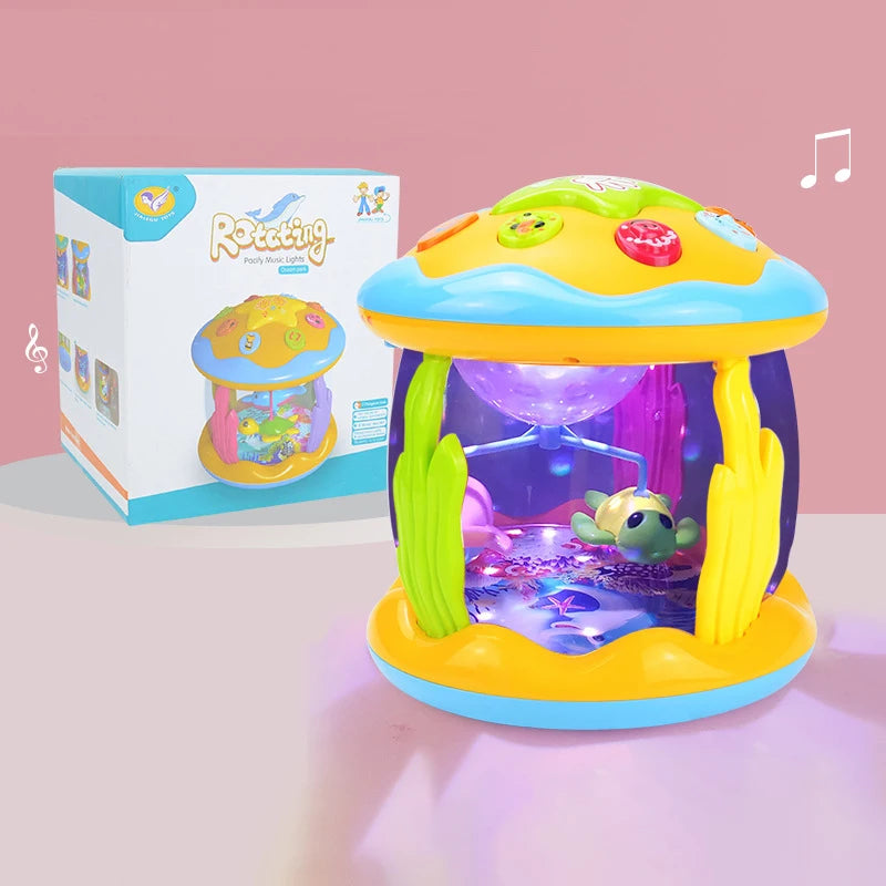 Proyector Oceánico Musical Bebé 1-3 Años - Juguete Sensorial Montessori Luces Rotatorias Educativo - Huellitas de Vida