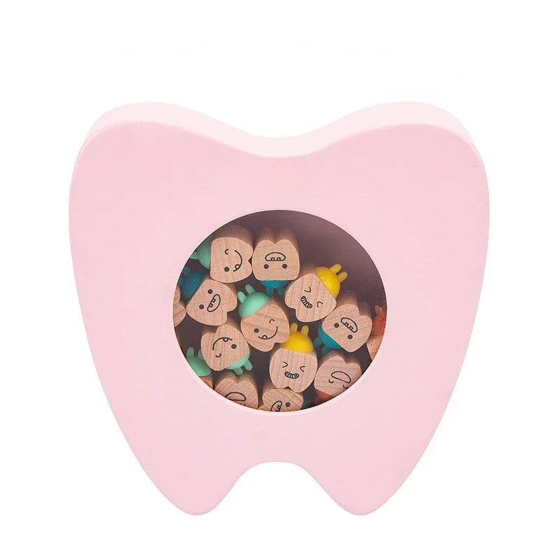 Caja Almacenamiento Dientes Madera Bebé - Caja Keepsakes Colección Cabello Fetal Azul Conmemorativa - Huellitas de Vida