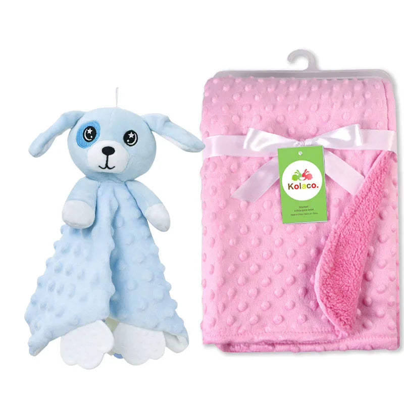 Set Manta Personalizada Muñeco Seguridad Bebé - Manta Nombre Animal Cochecito Regalo 2 Piezas - Huellitas de Vida