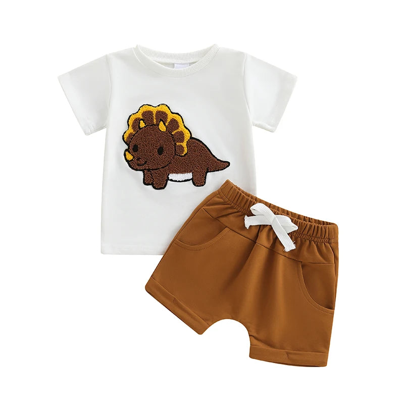 Conjunto Bebé Niño Dinosaurios - Camiseta y Pantalón Verano 2 Piezas