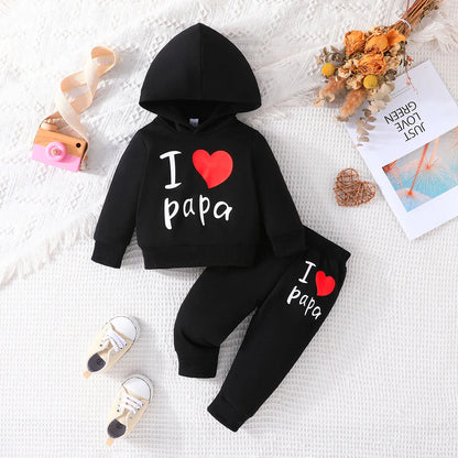 Conjunto Bebé Capucha Letras 3-24 Meses - Sudadera y Pantalón Algodón