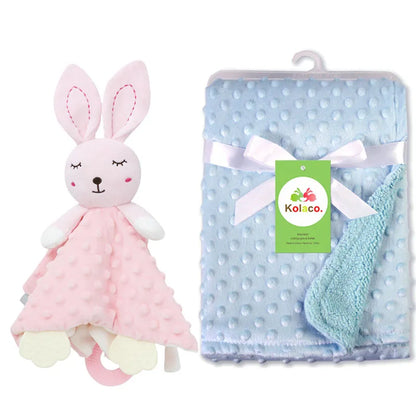 Set Manta Personalizada Muñeco Seguridad Bebé - Manta Nombre Animal Cochecito Regalo 2 Piezas - Huellitas de Vida