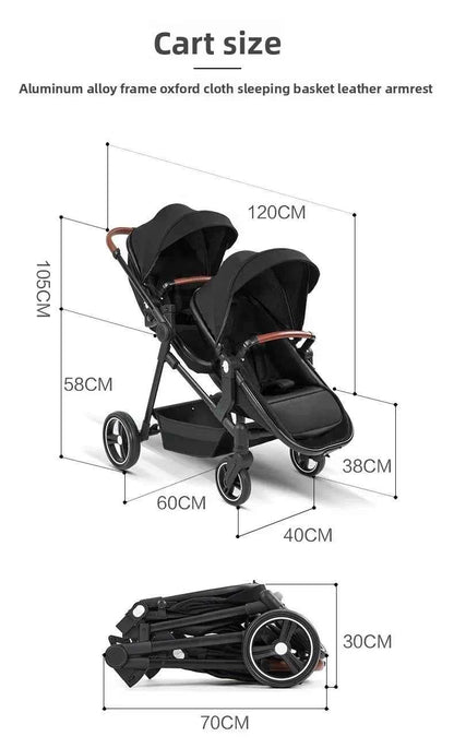 Cochecito Gemelar 3 en 1 Ultra Ligero 2 Sillas Coche - Plegable Multifuncional Gemelos