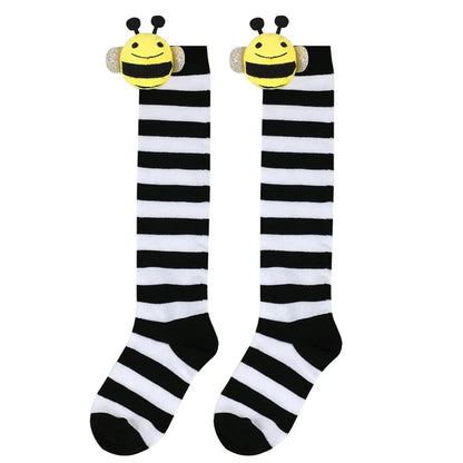 Calcetines Halloween Niña - Medias Altas Rayadas Disfraz Abeja 7-12 Años - Huellitas de Vida