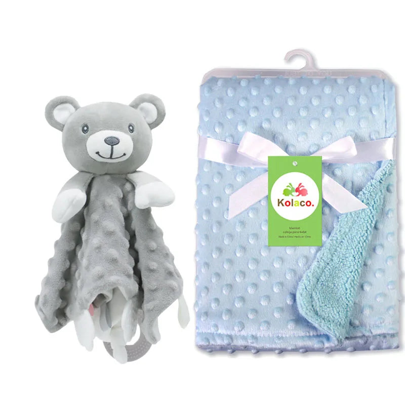 Set Manta Personalizada Muñeco Seguridad Bebé - Manta Nombre Animal Cochecito Regalo 2 Piezas - Huellitas de Vida