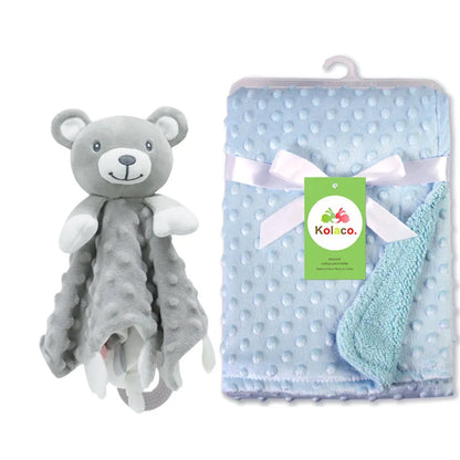 Set Manta Personalizada Muñeco Seguridad Bebé - Manta Nombre Animal Cochecito Regalo 2 Piezas - Huellitas de Vida
