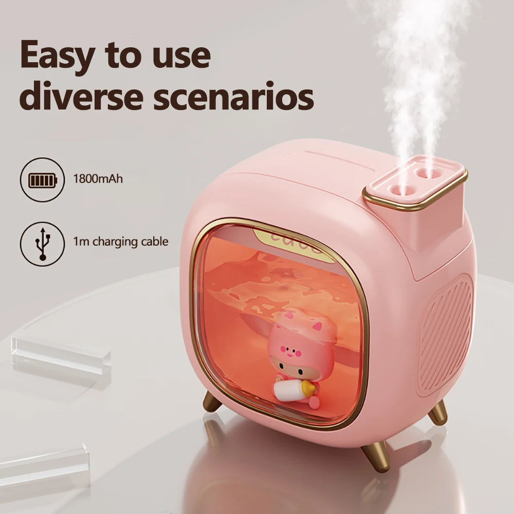 Humidificador Ultrasónico 500ml Muñecos Dibujos - Difusor Aromas Luz LED USB