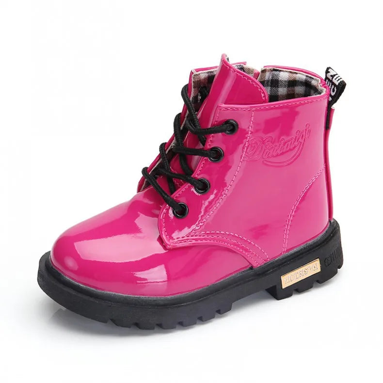 Botas Tobillo Niños Impermeables - Calzado PU Antideslizante Primavera Otoño Azul Moda - Huellitas de Vida